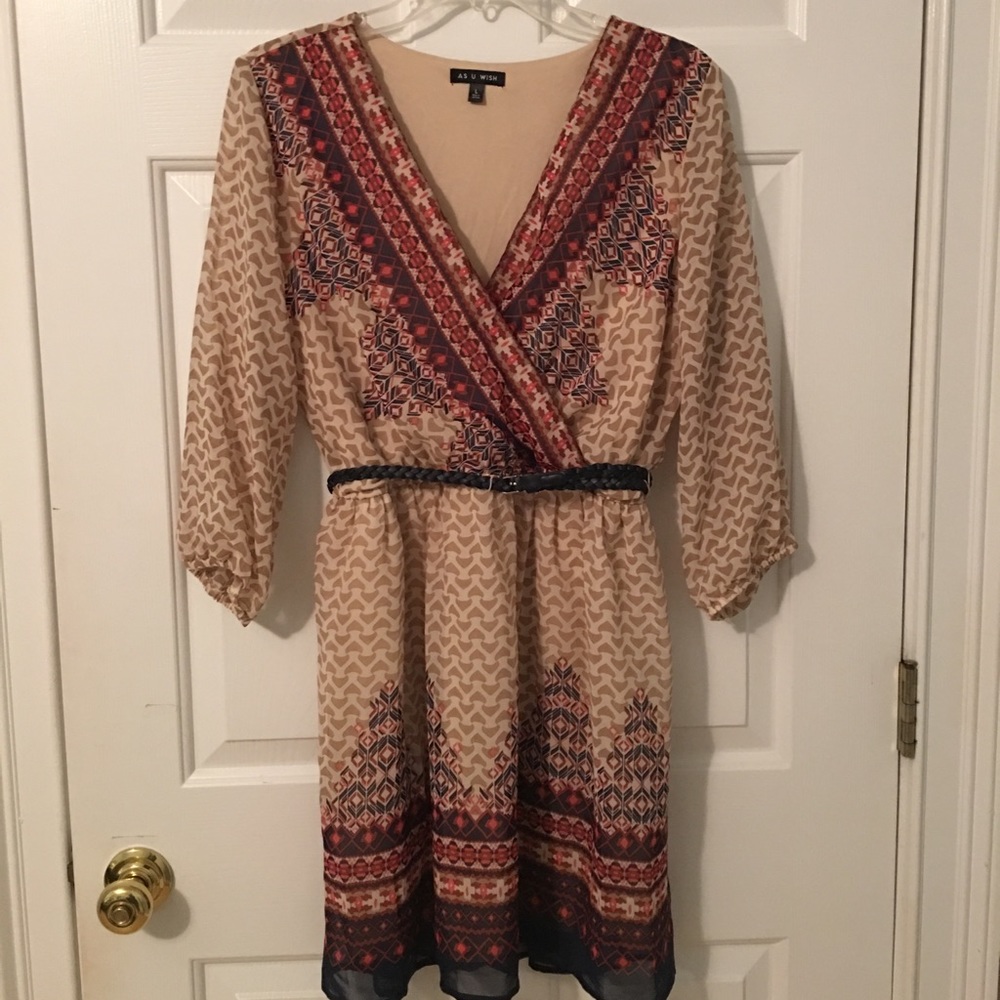 Cream dress with belt
